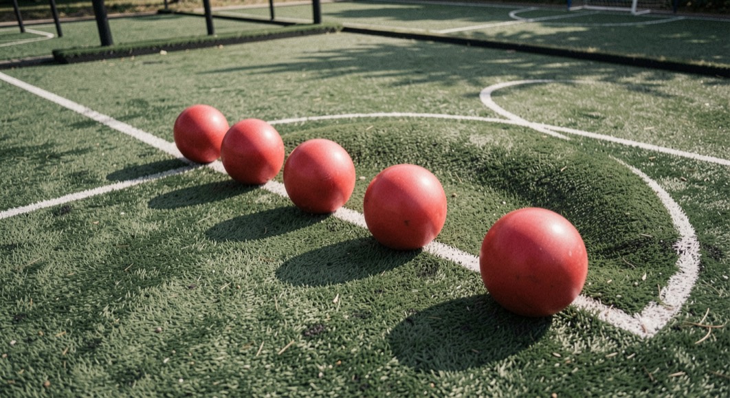 Akşam ışığında, kırmızı kazıklarla işaretlenmiş bir su kenarında duran golf sopası ve yanında diz çökmüş bir oyuncunun topunun düştüğü noktayı işaretlemesi, geniş açı ve alçak kadraj.